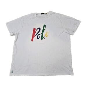 Polo Ralph Lauren Men's White T-Shirt Short Sleeves Custom Size 2XL Big